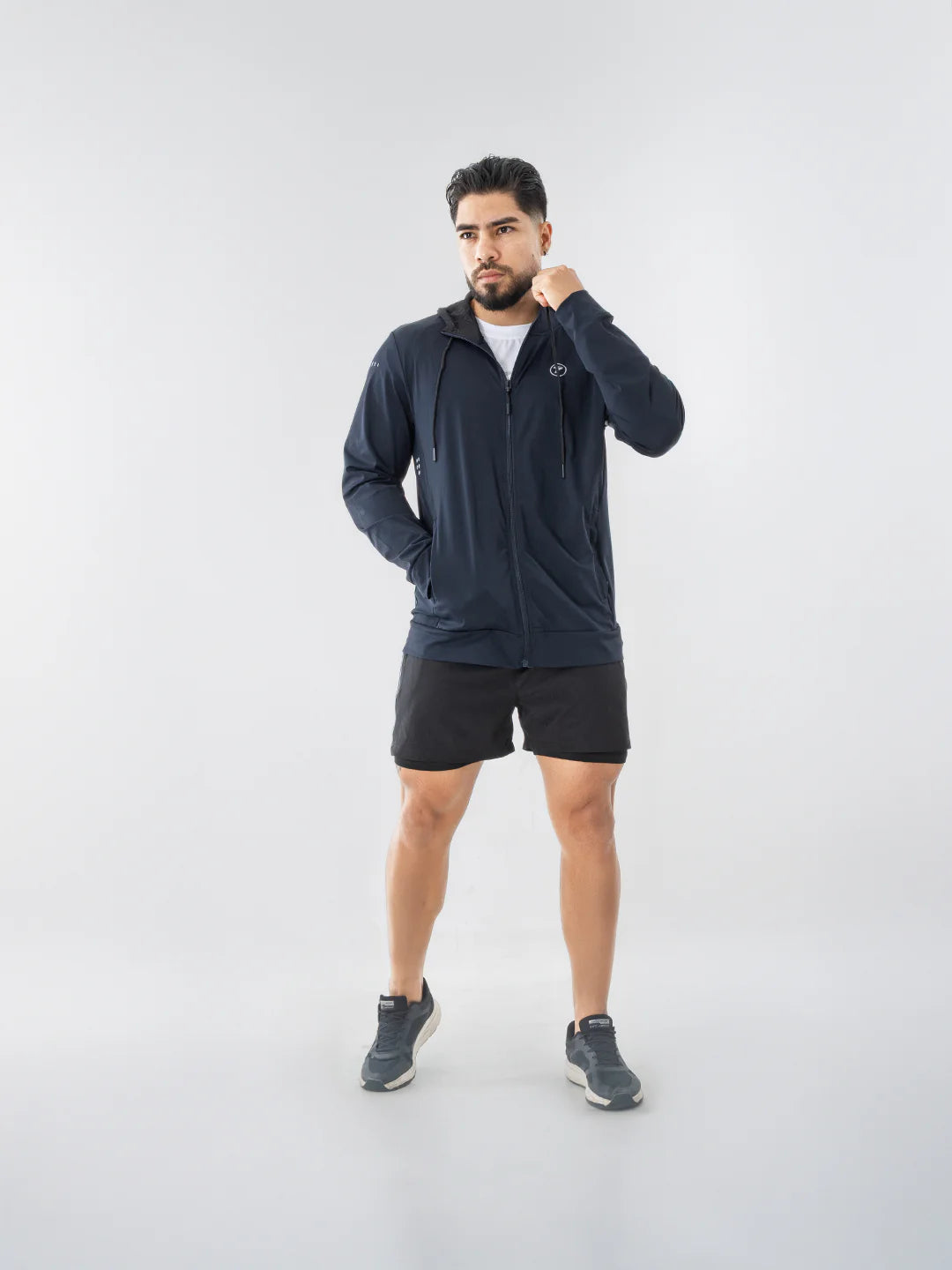 Chaqueta deportiva hombre azul turquí TENFIT Velox - vista frontal