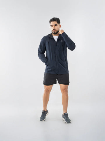 Chaqueta deportiva hombre azul turquí TENFIT Velox - vista frontal