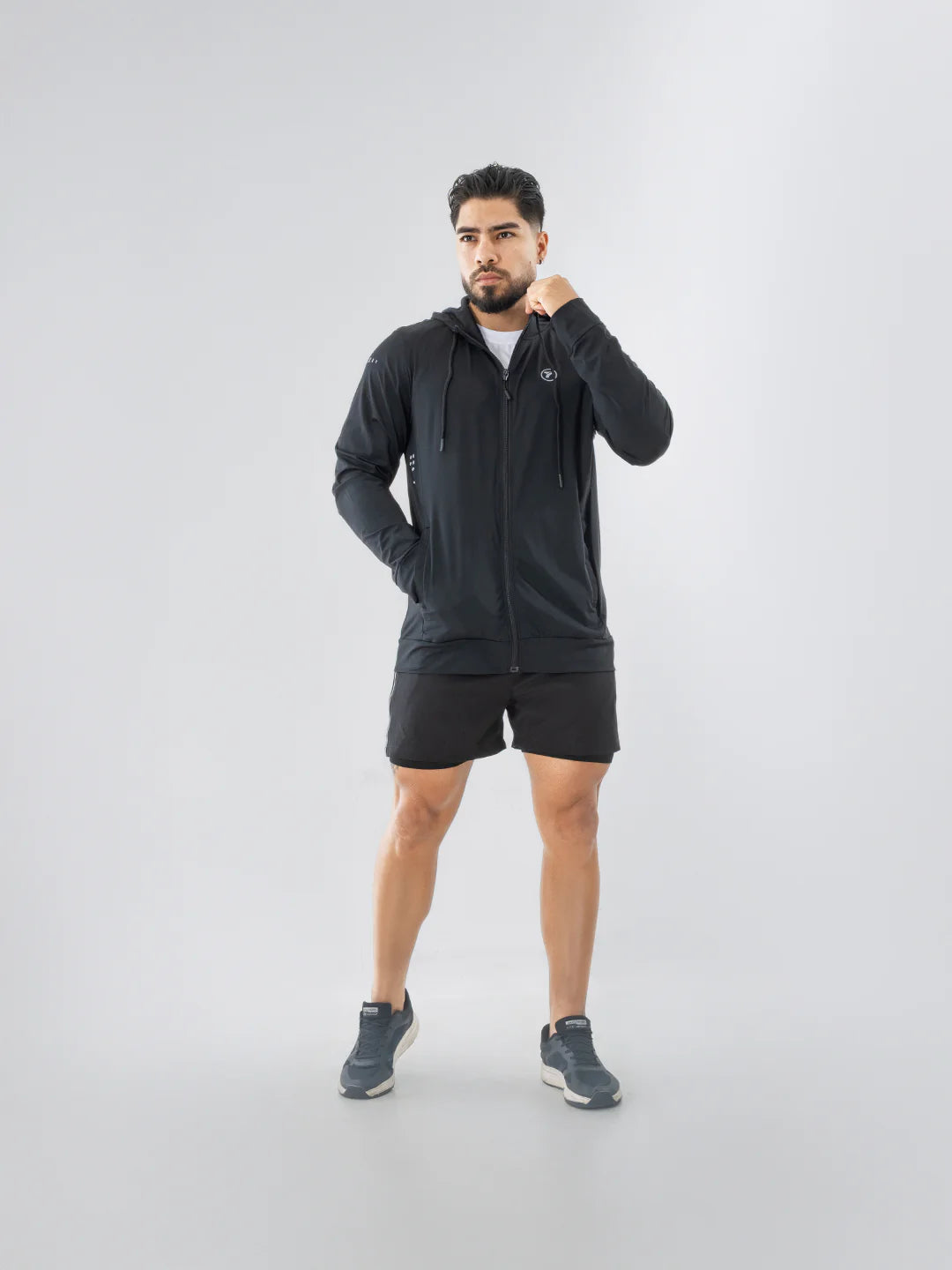 Chaqueta deportiva negra hombre TENFIT Velox  - vista frontal
