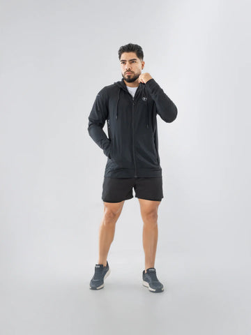 Chaqueta deportiva negra hombre TENFIT Velox  - vista frontal