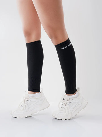 Pantorrillera de compresión negra TENFIT para running ciclismo y gym — Colombia