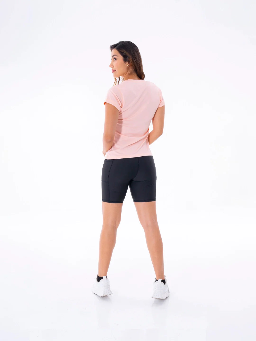 Camiseta compresión palo de rosa mujer espalda - entrenamiento TENFIT
