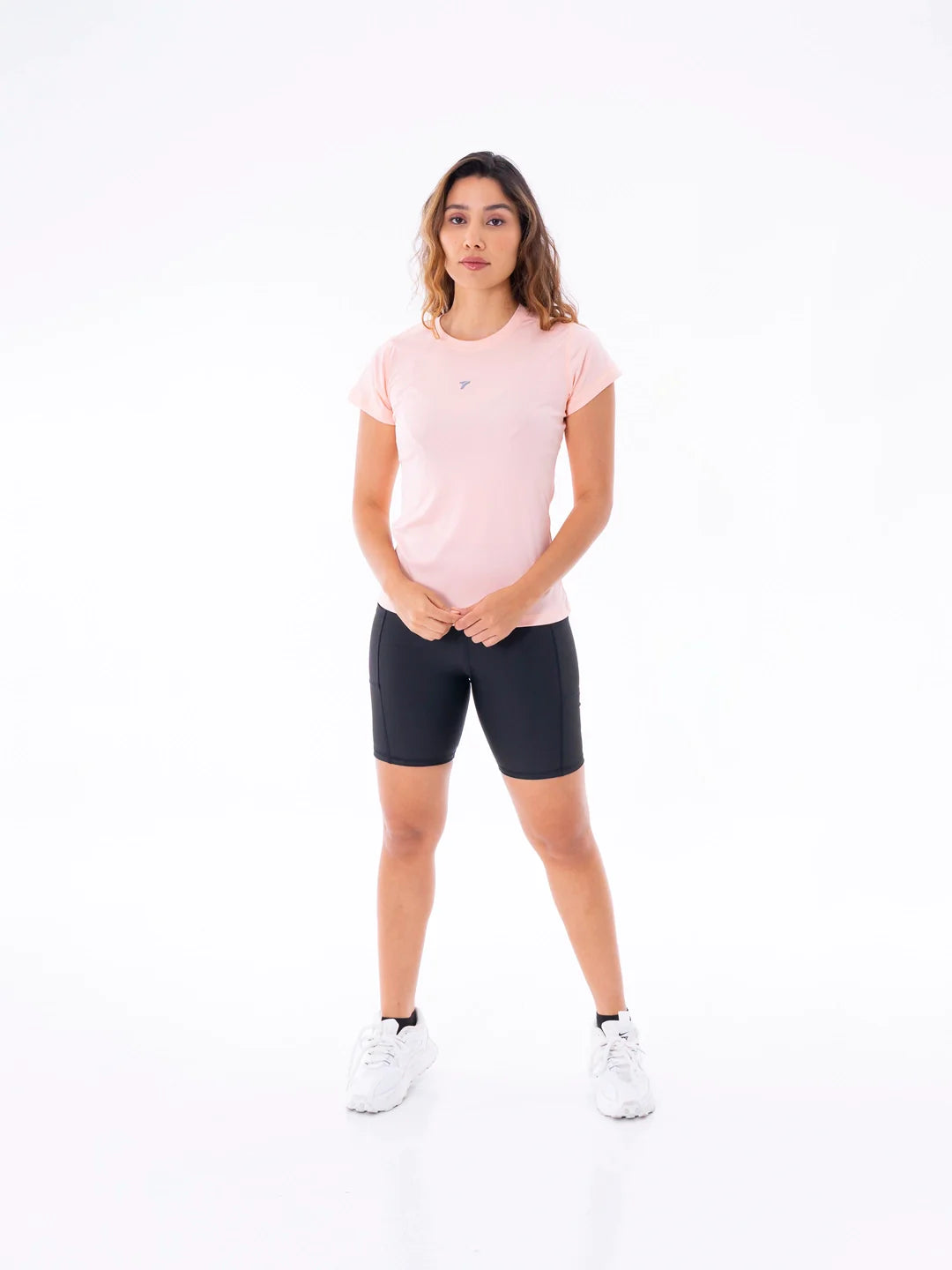 Camiseta compresión palo de rosa manga corta mujer TENFIT - vista frontal