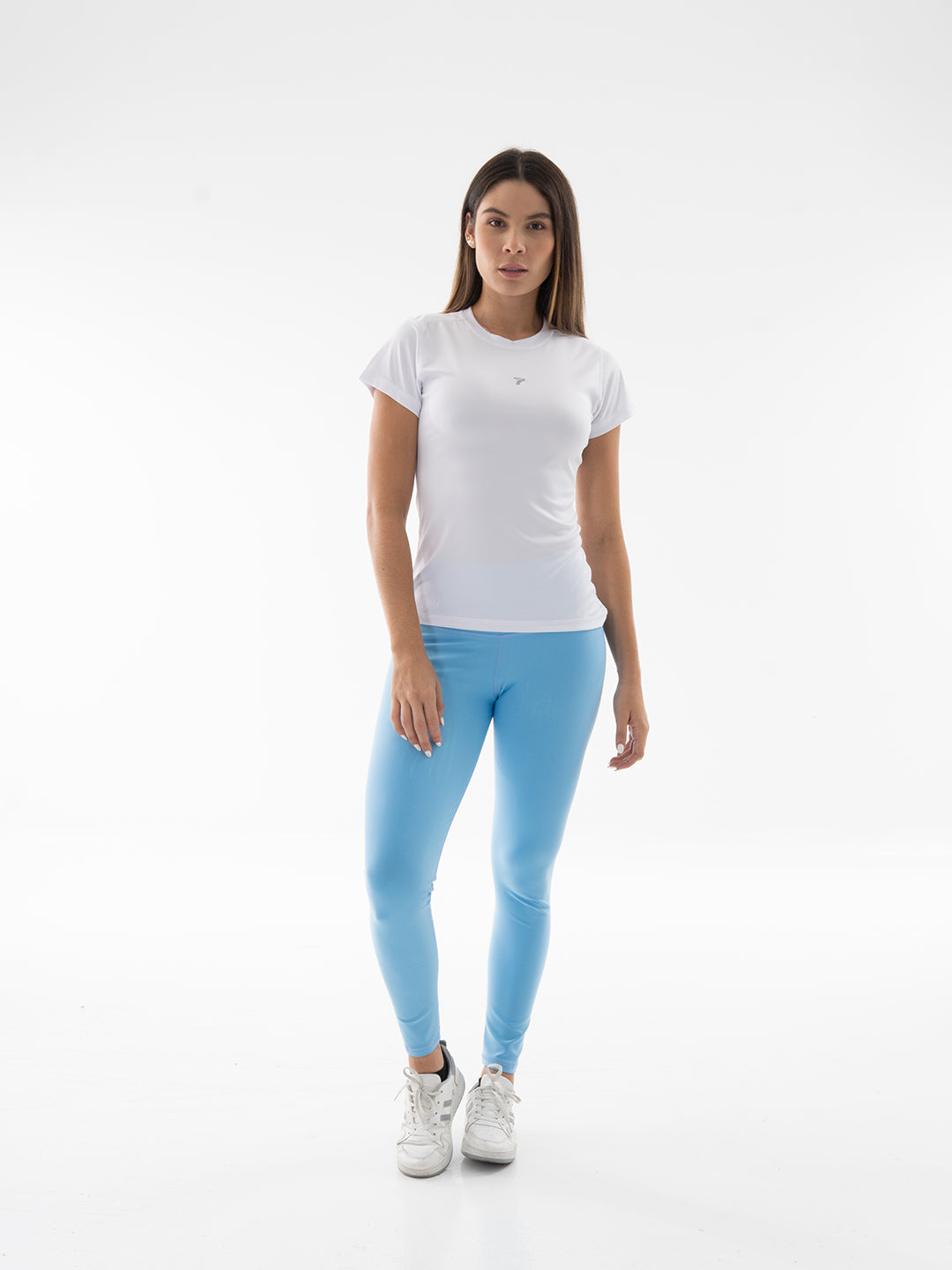 Camiseta de compresión blanca manga corta mujer TENFIT — vista frontal