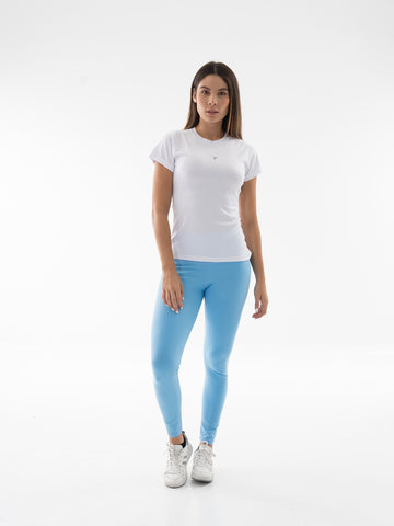 Camiseta de compresión blanca manga corta mujer TENFIT — vista frontal