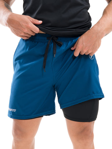 Pantaloneta NitroFit azul petróleo frente  hombre TENFIT