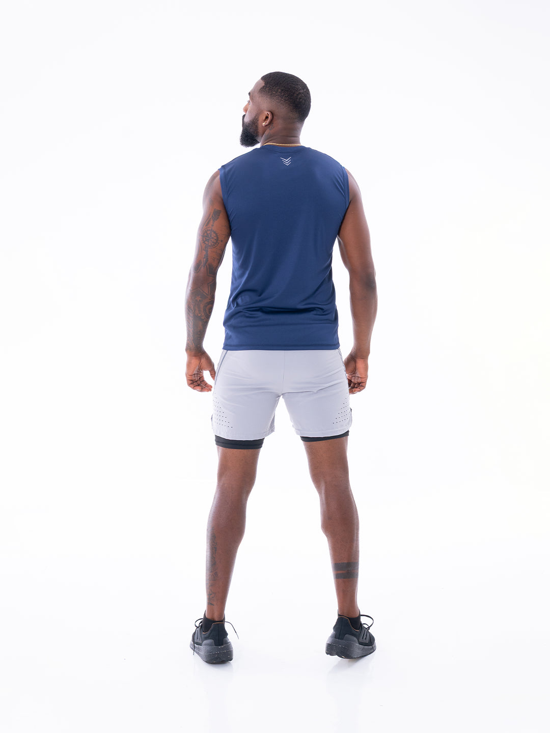 Camiseta deportiva espalda azul turqui hombre — TENFIT Colombia