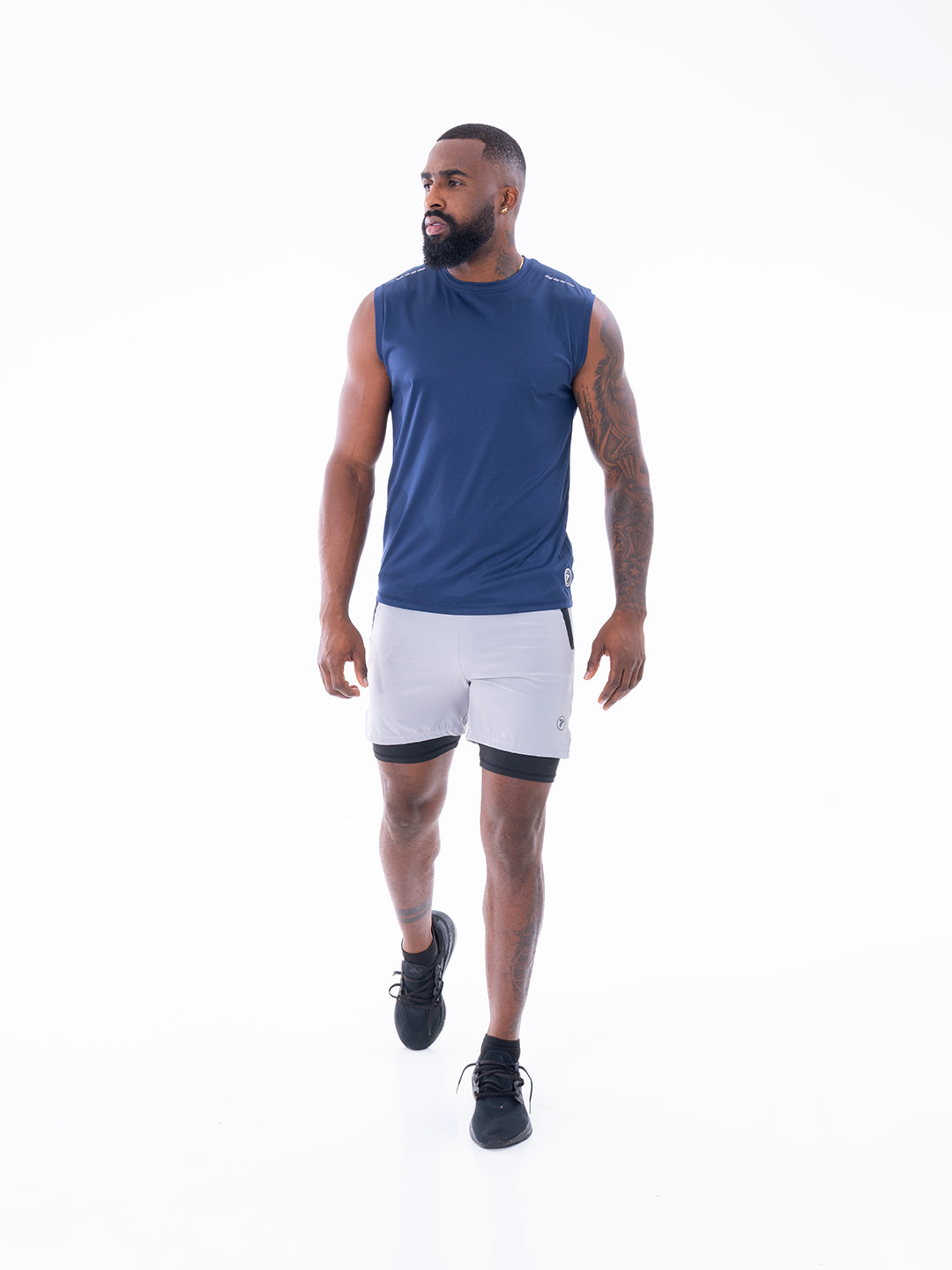 Camiseta sin manga azul turquí hombre gym — TENFIT Astro