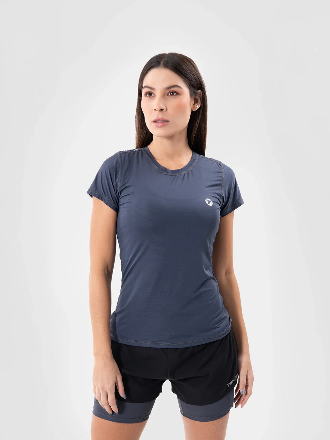 Camiseta Quick Dry azul indigo mujer - frente - TENFIT