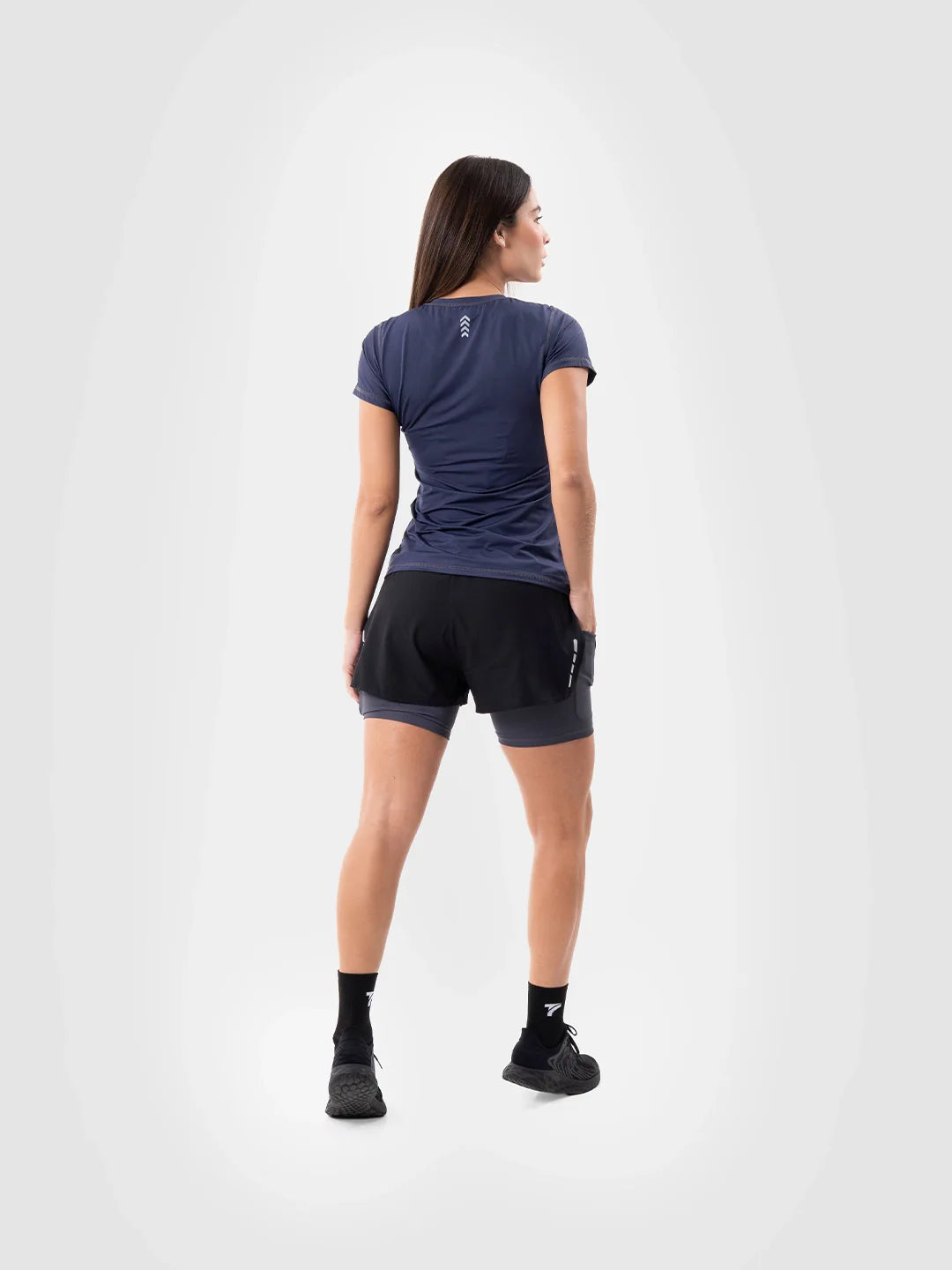 Camiseta gym mujer azul turquí vista posterior - TENFIT