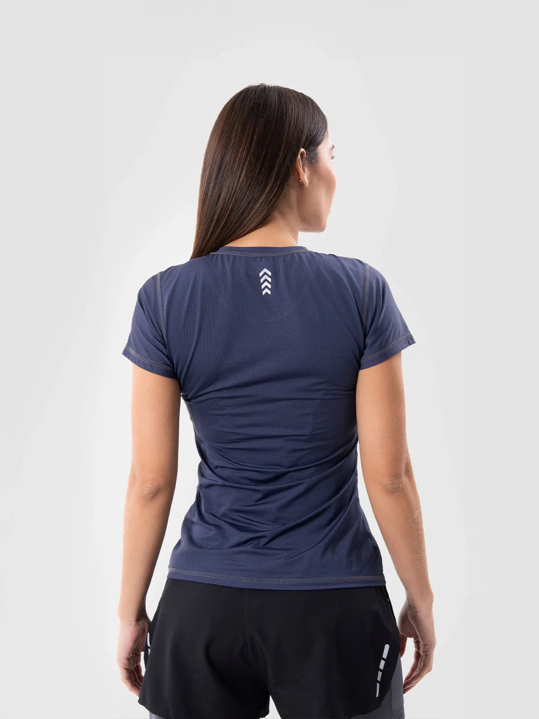 Camiseta gym mujer azul turquí vista posterior - TENFIT