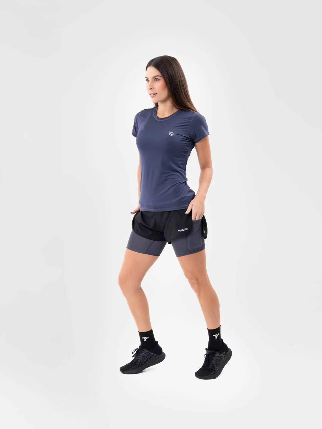 Camiseta Quick Dry azul turquí mujer -  frente - TENFIT