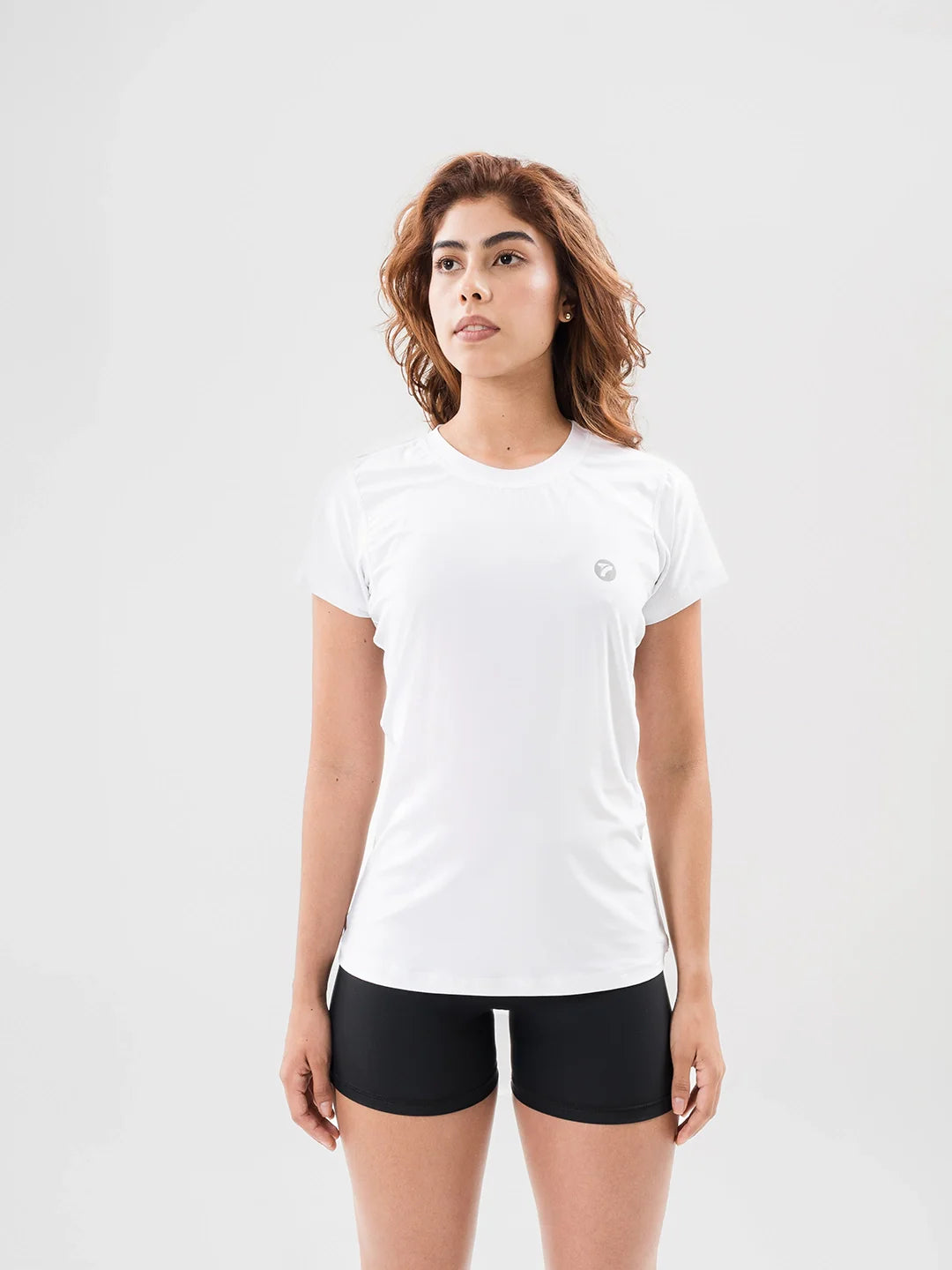 Camiseta Quick Dry blanca mujer — frente - TENFIT