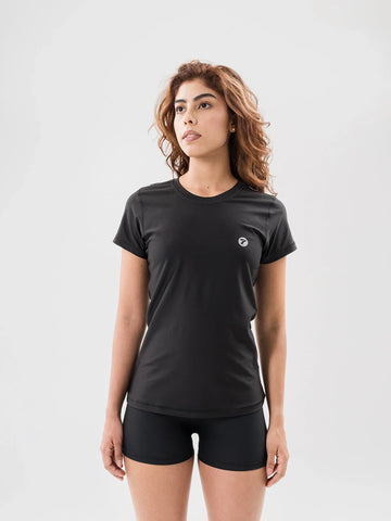 Camiseta Quick Dry negra mujer - frente - TENFIT