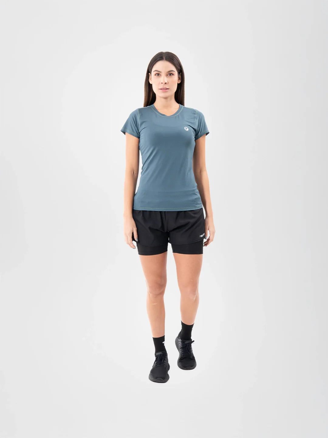 Camiseta Quick Dry verde esmeralda mujer - frente - TENFIT