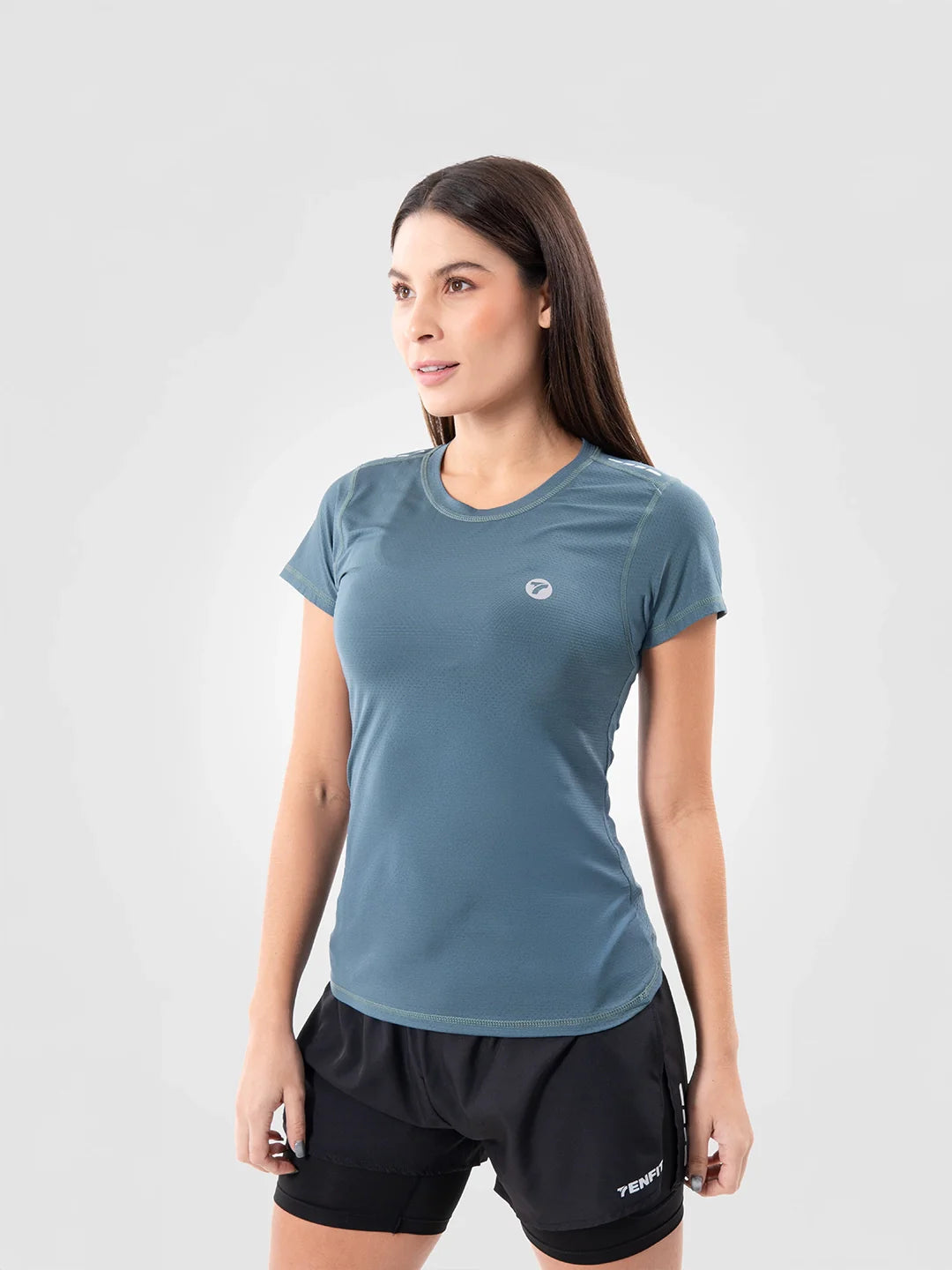 Camiseta Quick Dry verde esmeralda mujer - frente - TENFIT