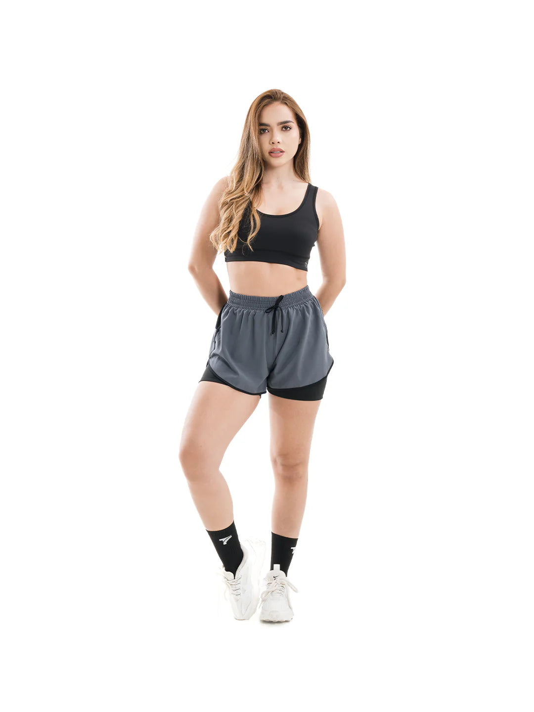 Short deportivo gris oscuro gym mujer Colombia TENFIT