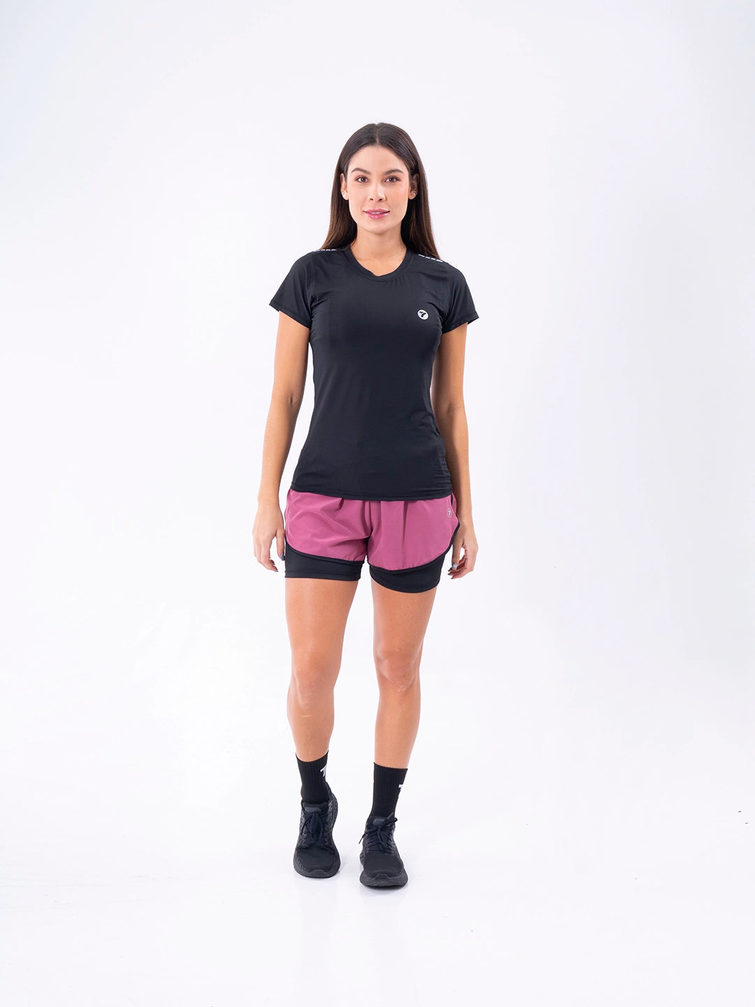 Short deportivo mora en leche oscuro tiro alto mujer TENFIT