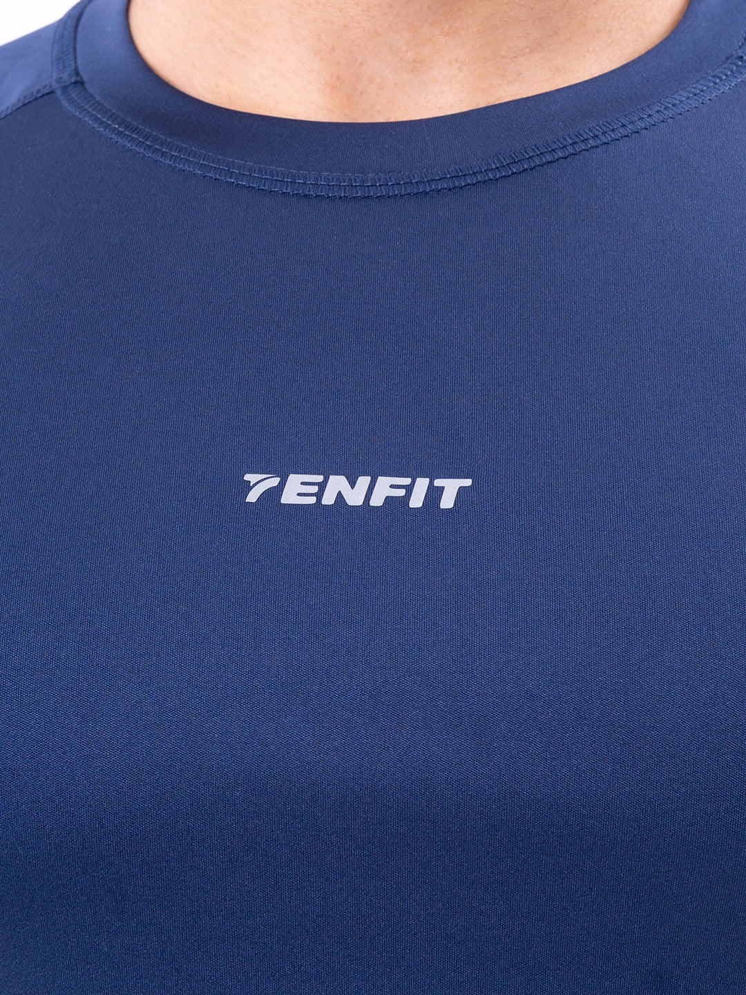 Tejido ultraligero camiseta azul deportiva hombre TENFIT - detalle tela