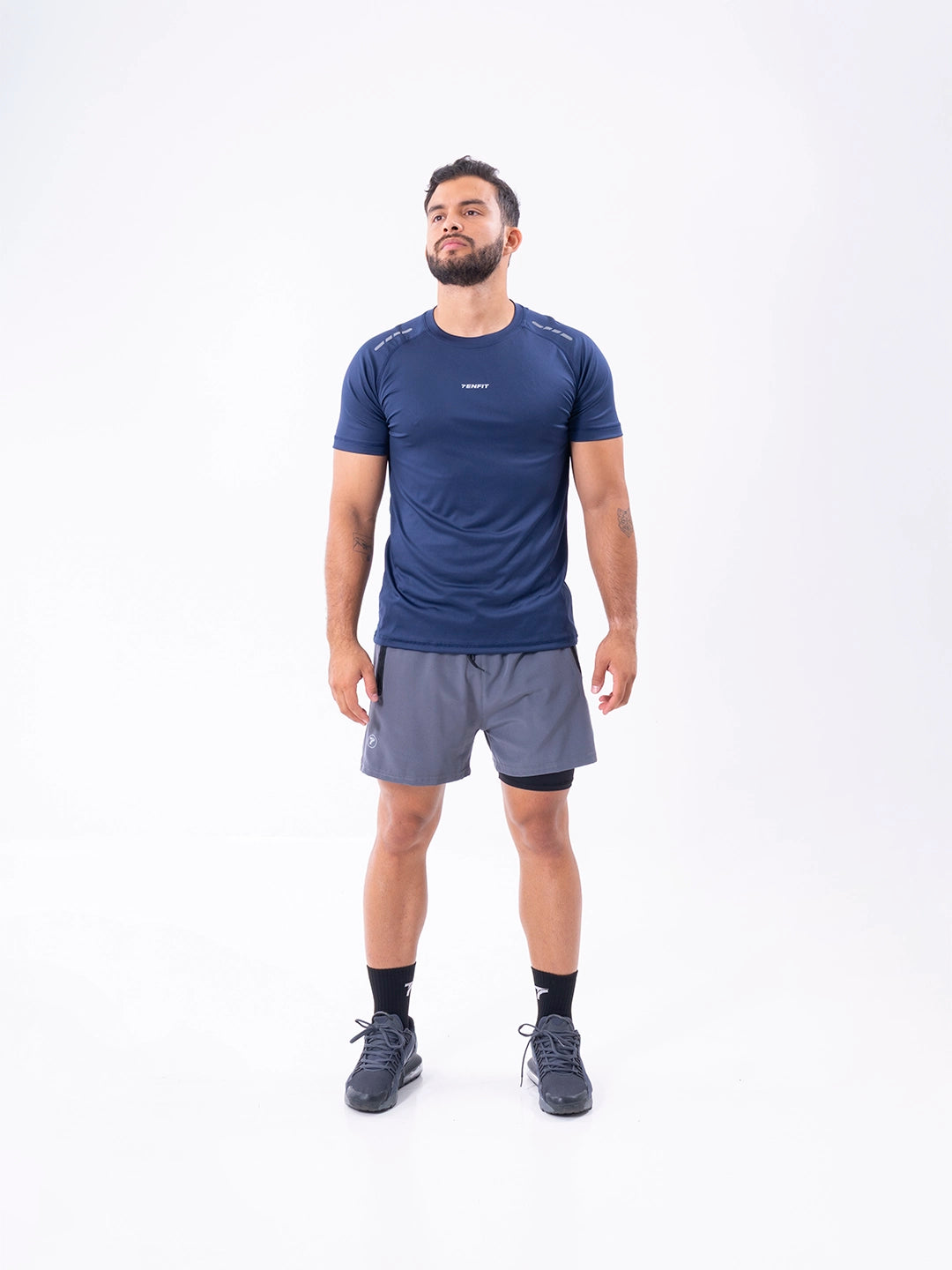 Camiseta azul turquí hombre secado rápido filtro UV 30 - TENFIT gym