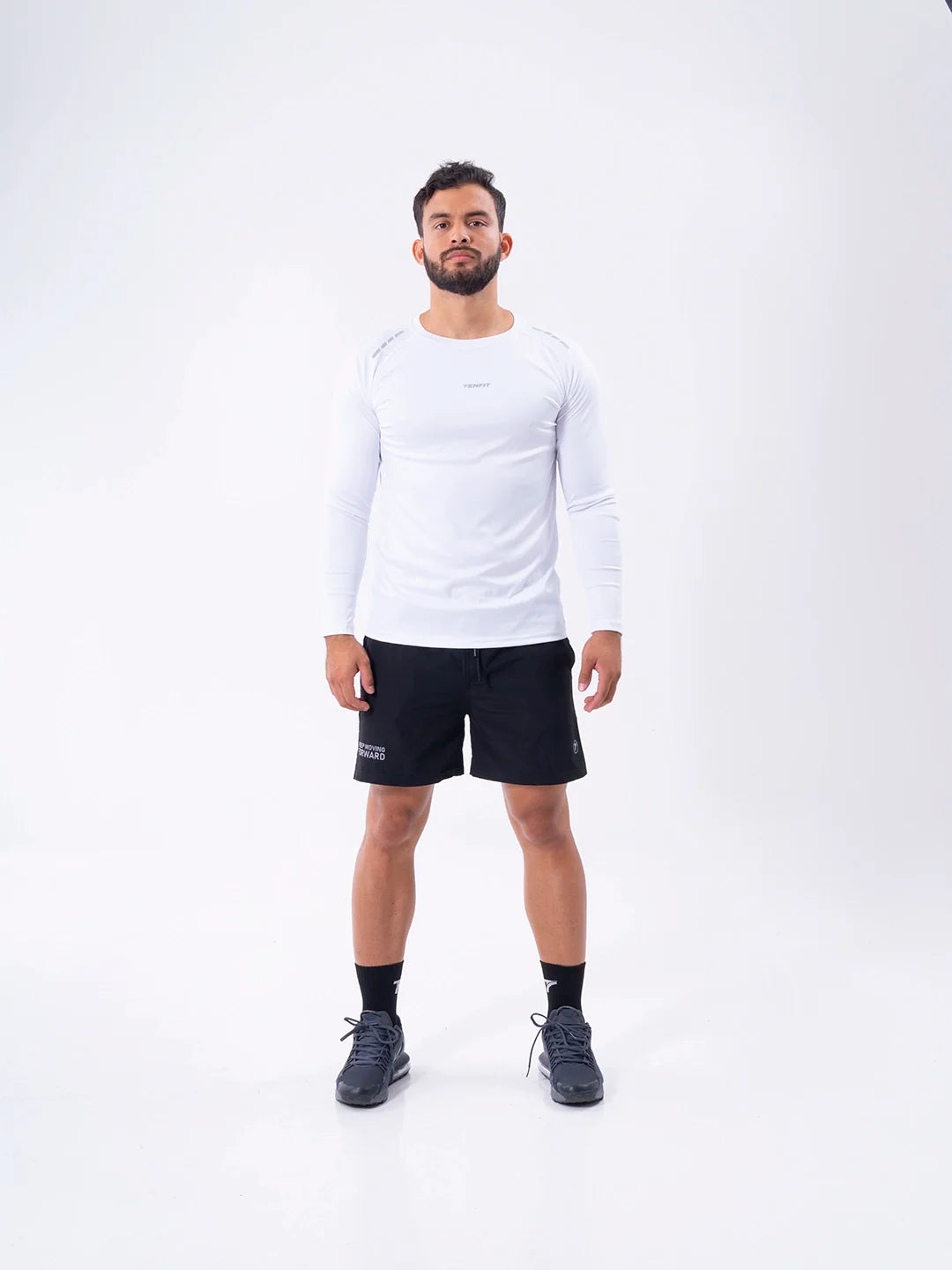 Detalle tela buzo deportivo blanco hombre TENFIT