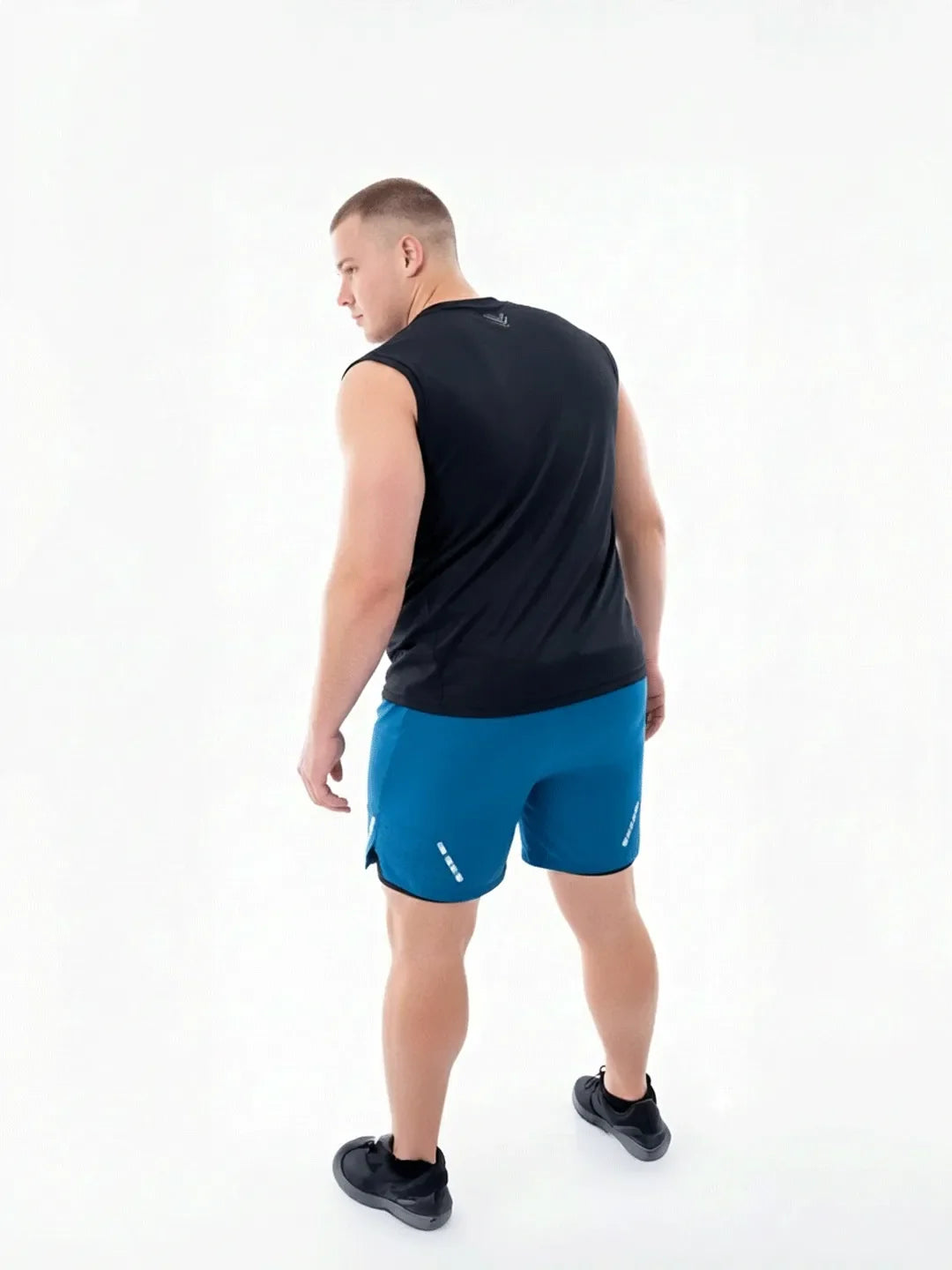 Pantaloneta Track Azul Petróleo Plus Size TENFIT - vista espalda