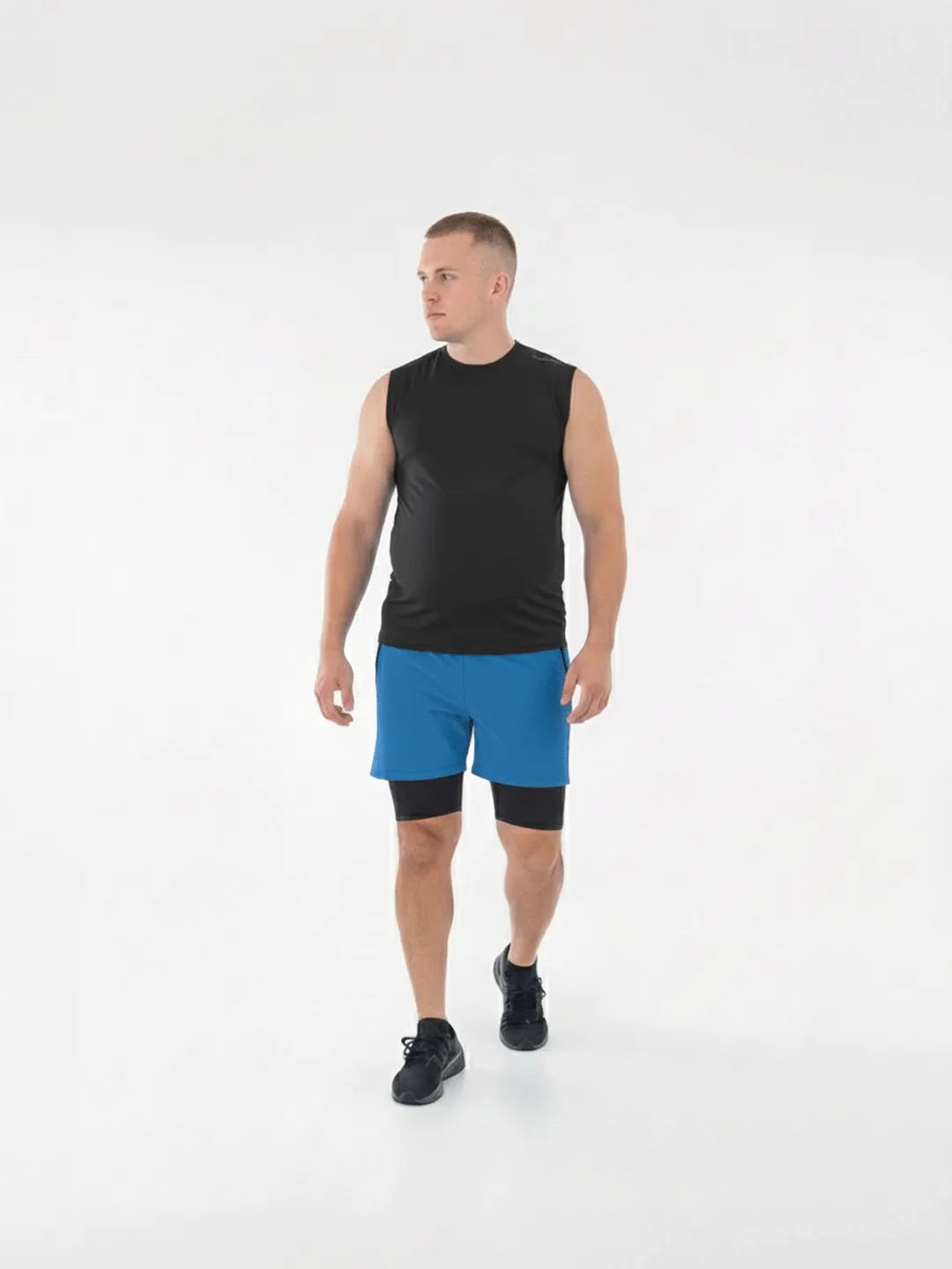 Pantaloneta Track Azul Petróleo Plus Size TENFIT - vista frontal