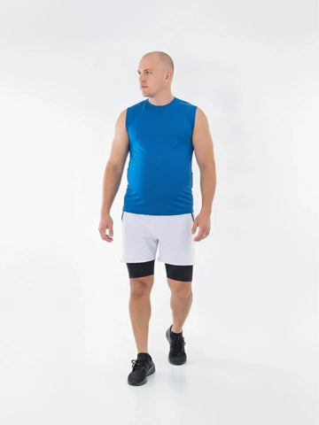Pantaloneta Track Blanca Plus Size TENFIT - vista frontal