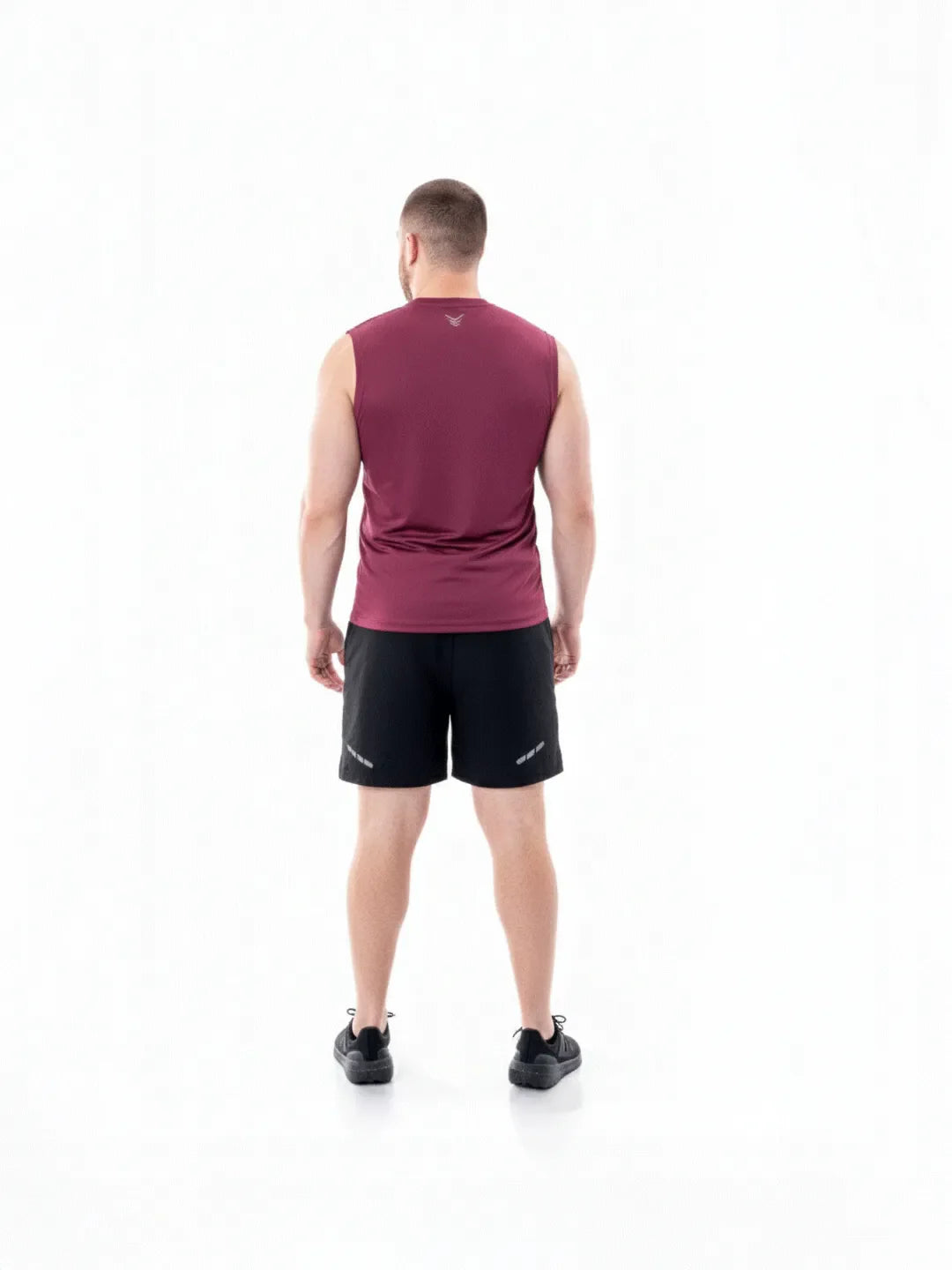 Pantaloneta Track Negra Plus Size TENFIT - vista espalda gym