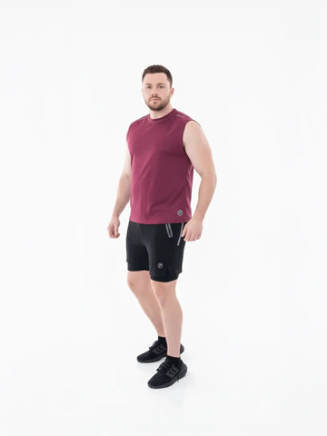 Pantaloneta Track Negra Plus Size TENFIT - vista frontal