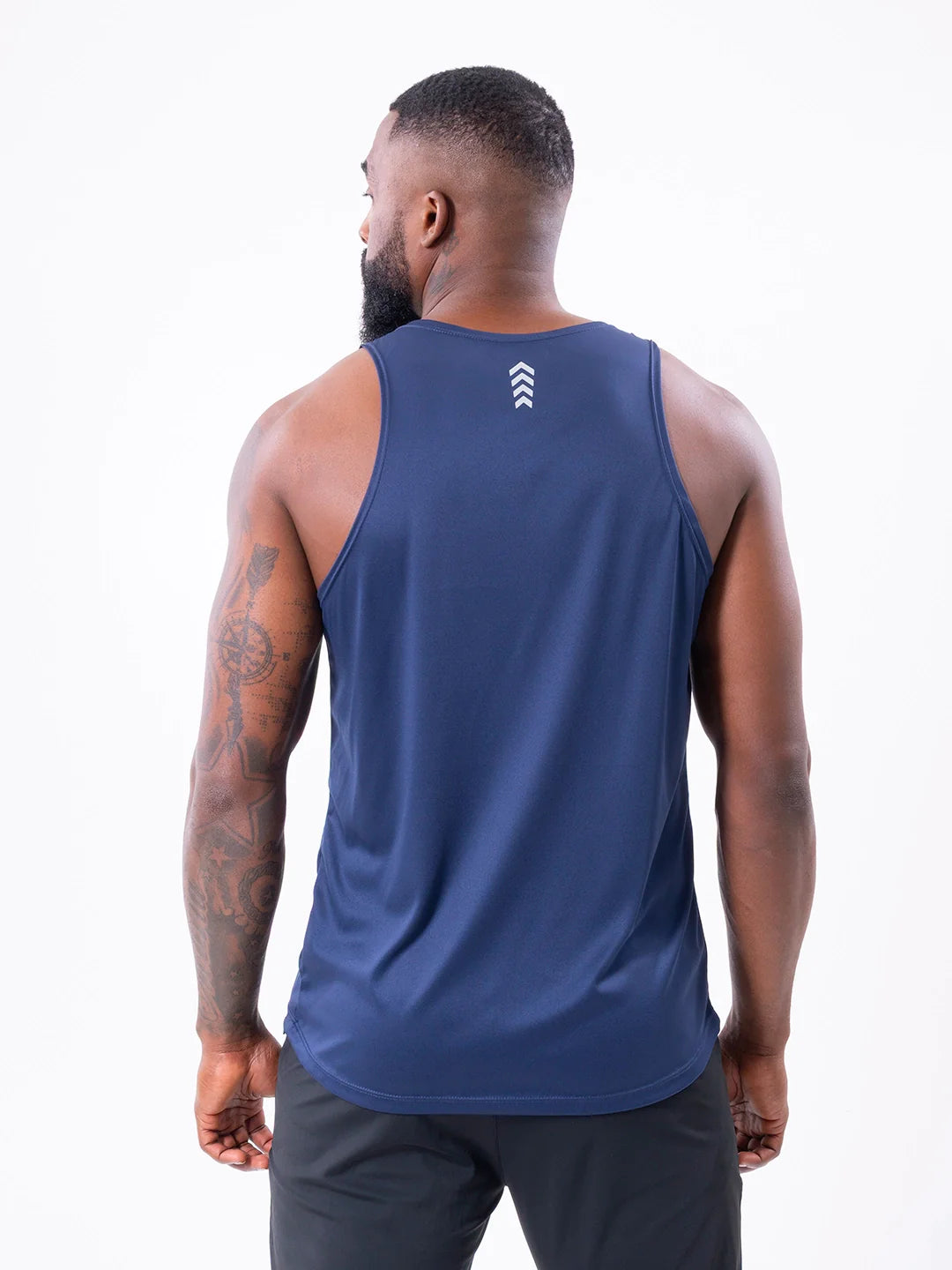 Camisilla azul turquí hombre lado sisa deportiva TENFIT Colombia
