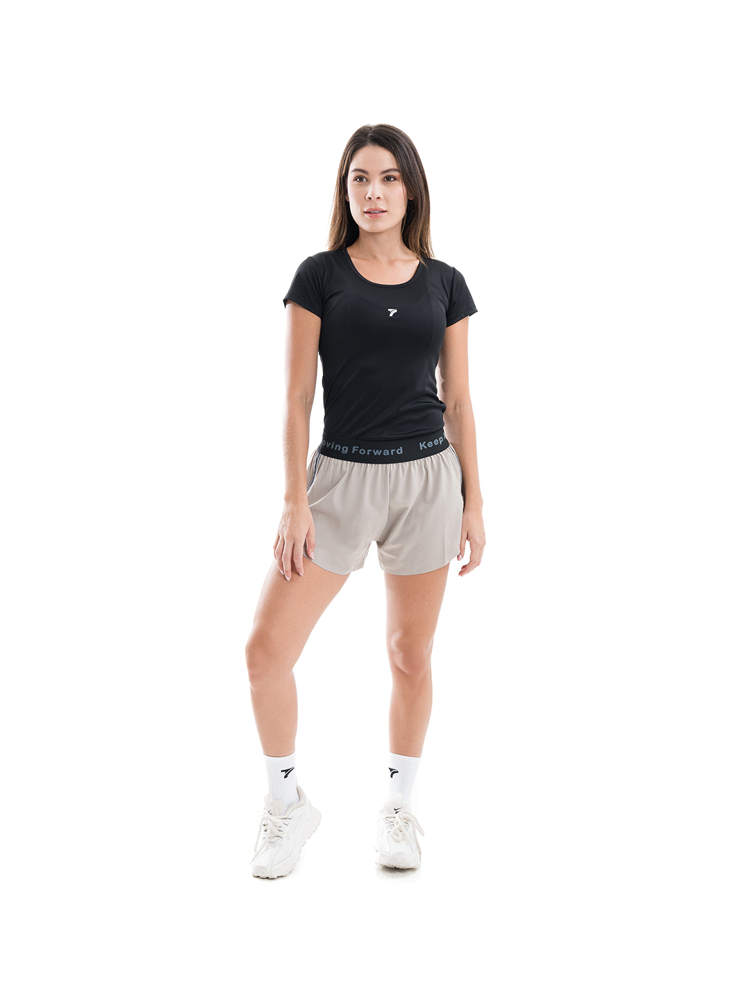 Short deportivo almendra mujer frente - TENFIT Power Run