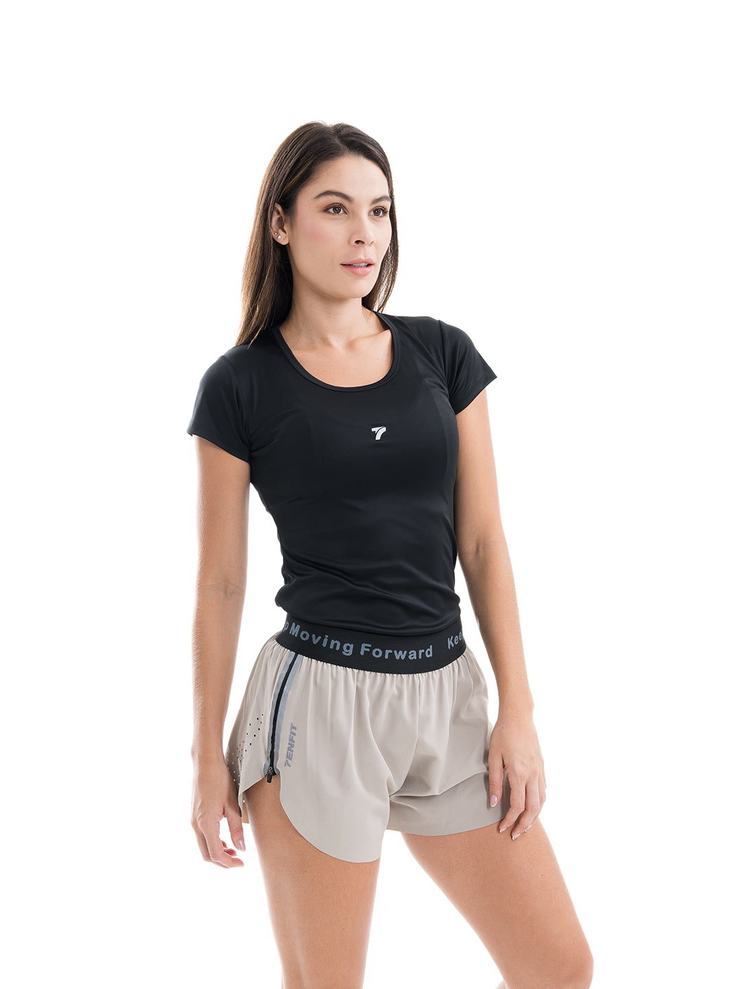 Short almendra deportivo mujer vista lateral - TENFIT Power Run