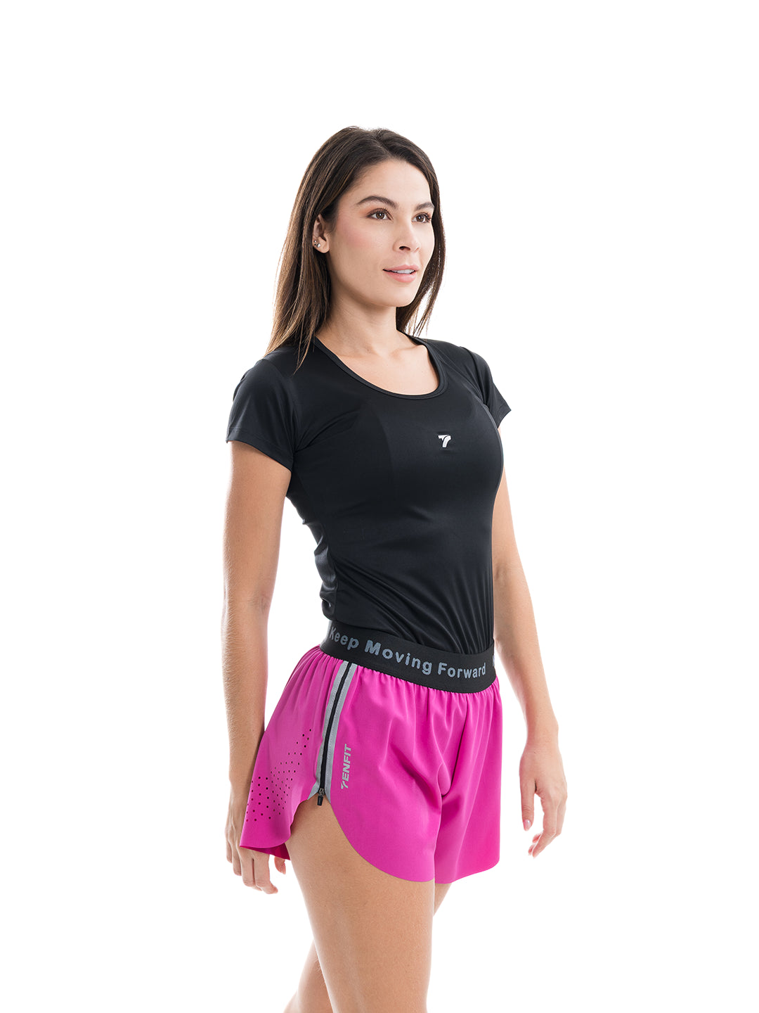 Short gym mujer magenta elástico 4 vías - TENFIT Colombia