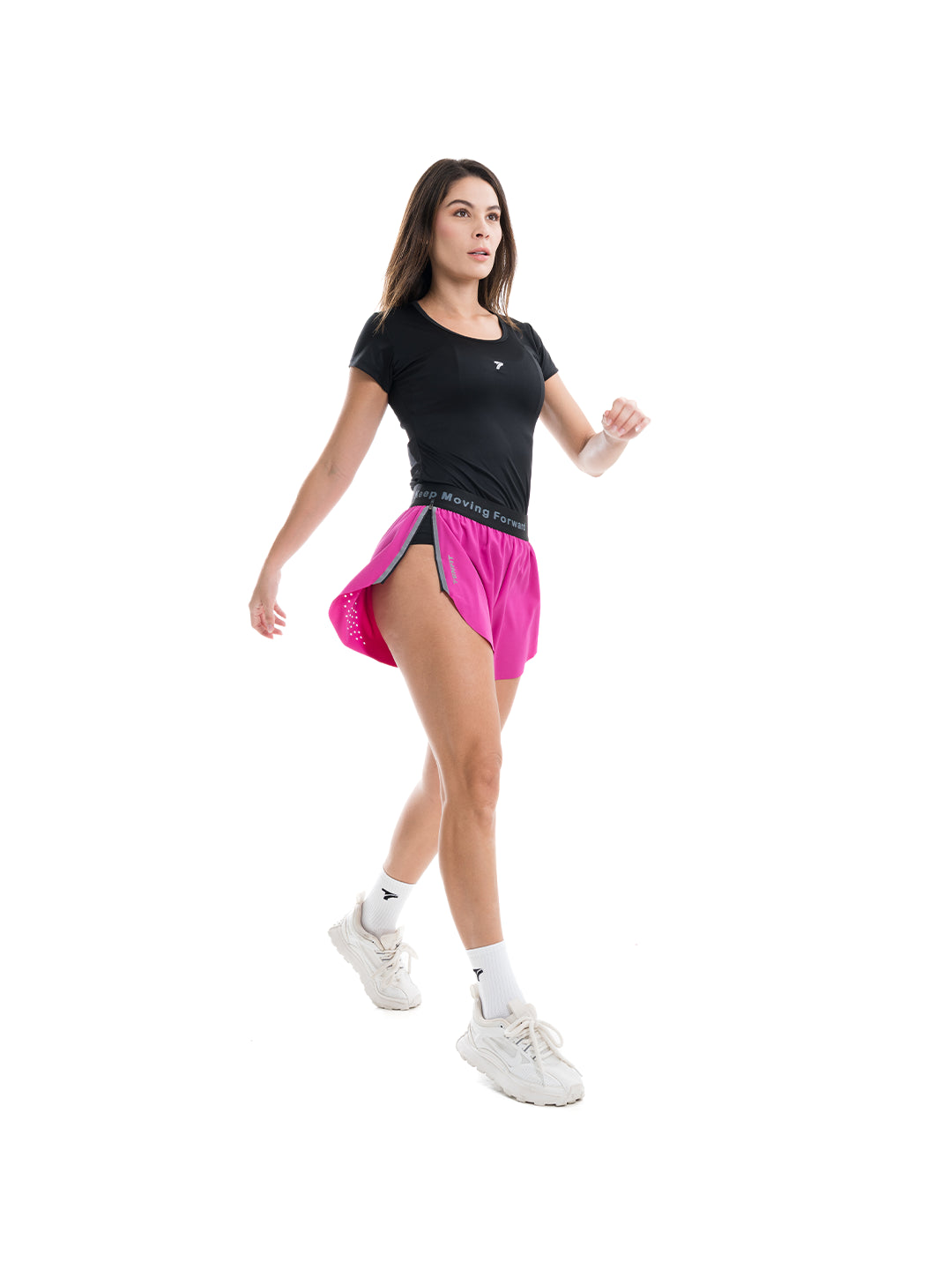 Short running mujer magenta luminoso pose activa - TENFIT