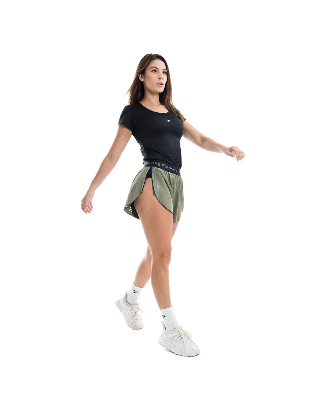 Short running mujer verde oliva pose activa - TENFIT