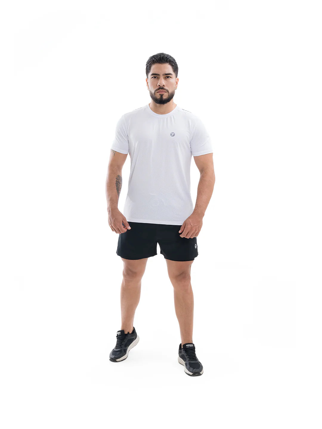 Camiseta running blanca hombre TENFIT frente perfil