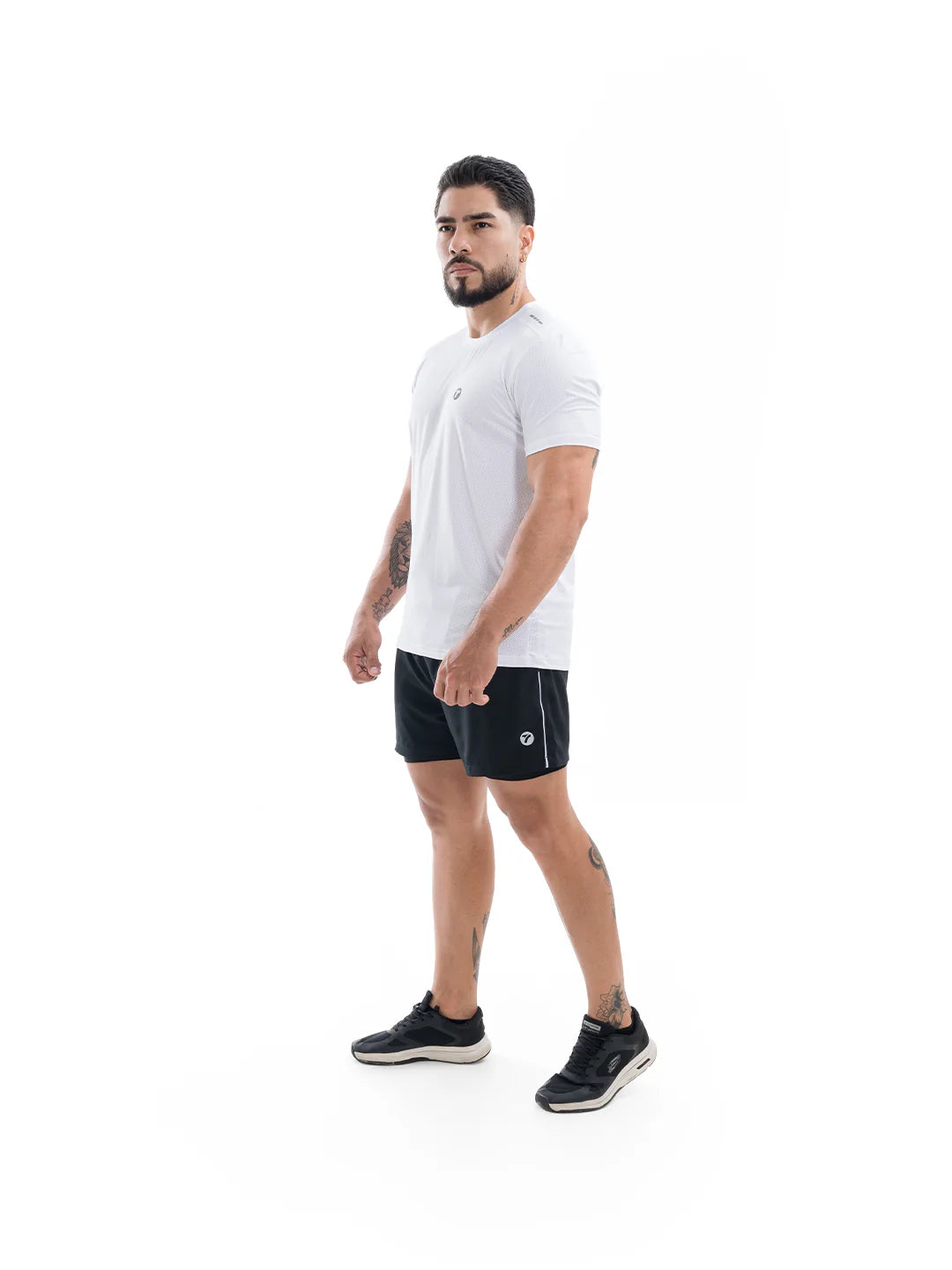 Camiseta deportiva blanca hombre lateral secado rápido TENFIT