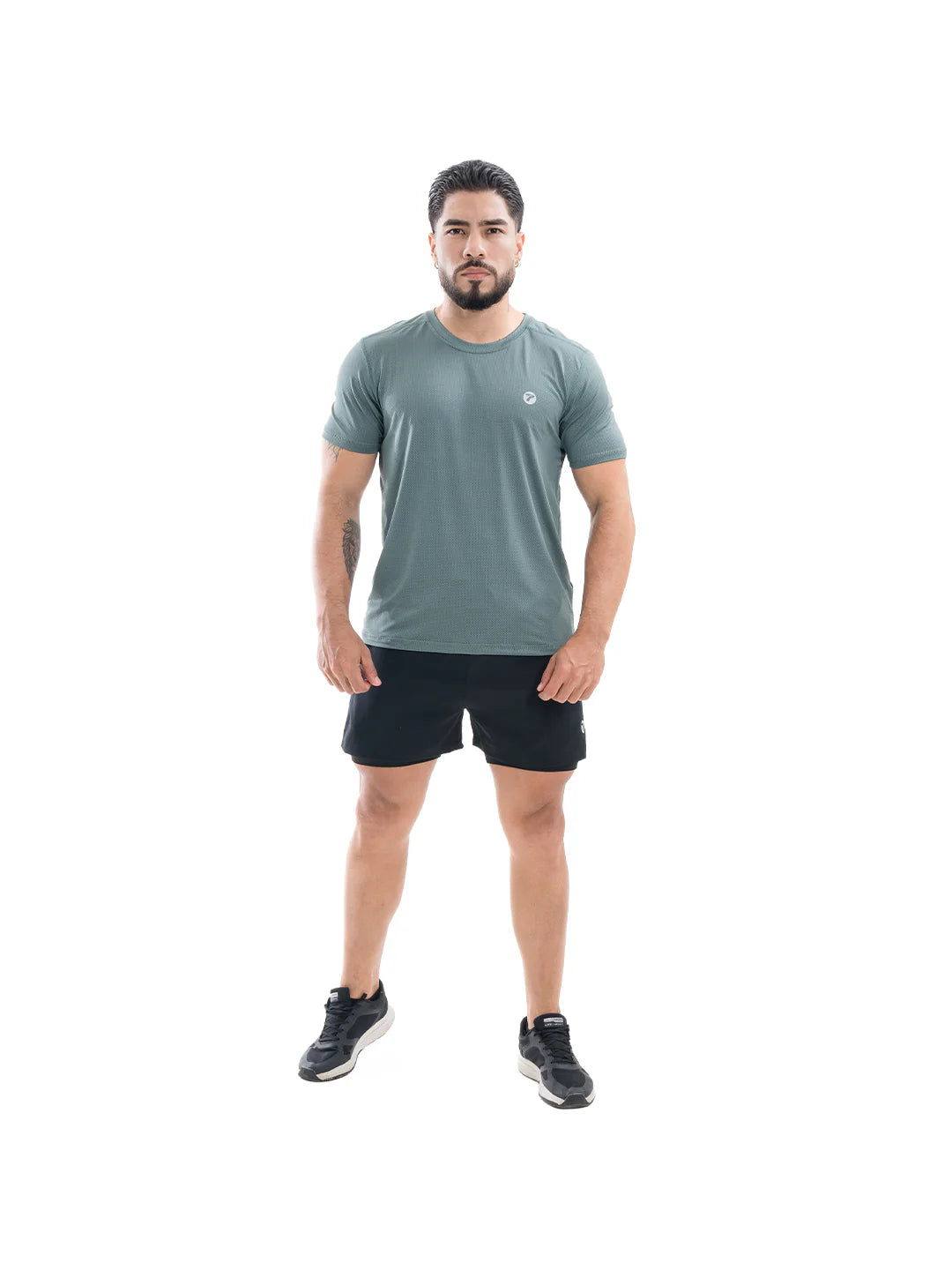 Camiseta running verde oliva oscuro hombre TENFIT frente