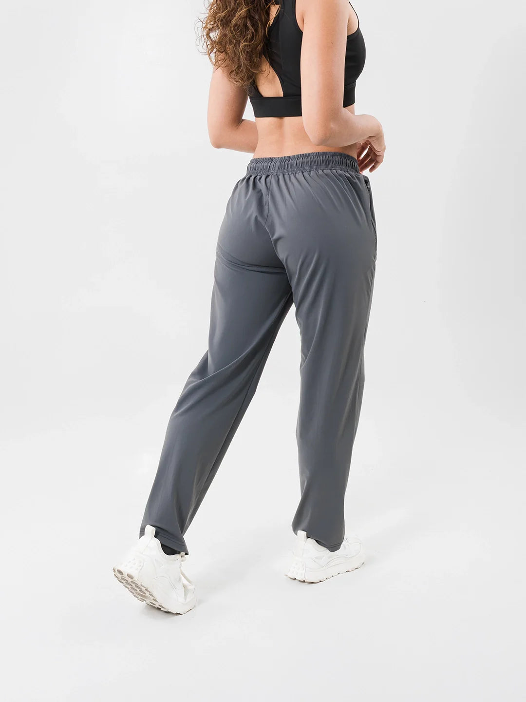 Sudadera gris oscuro mujer gym vista trasera - TENFIT