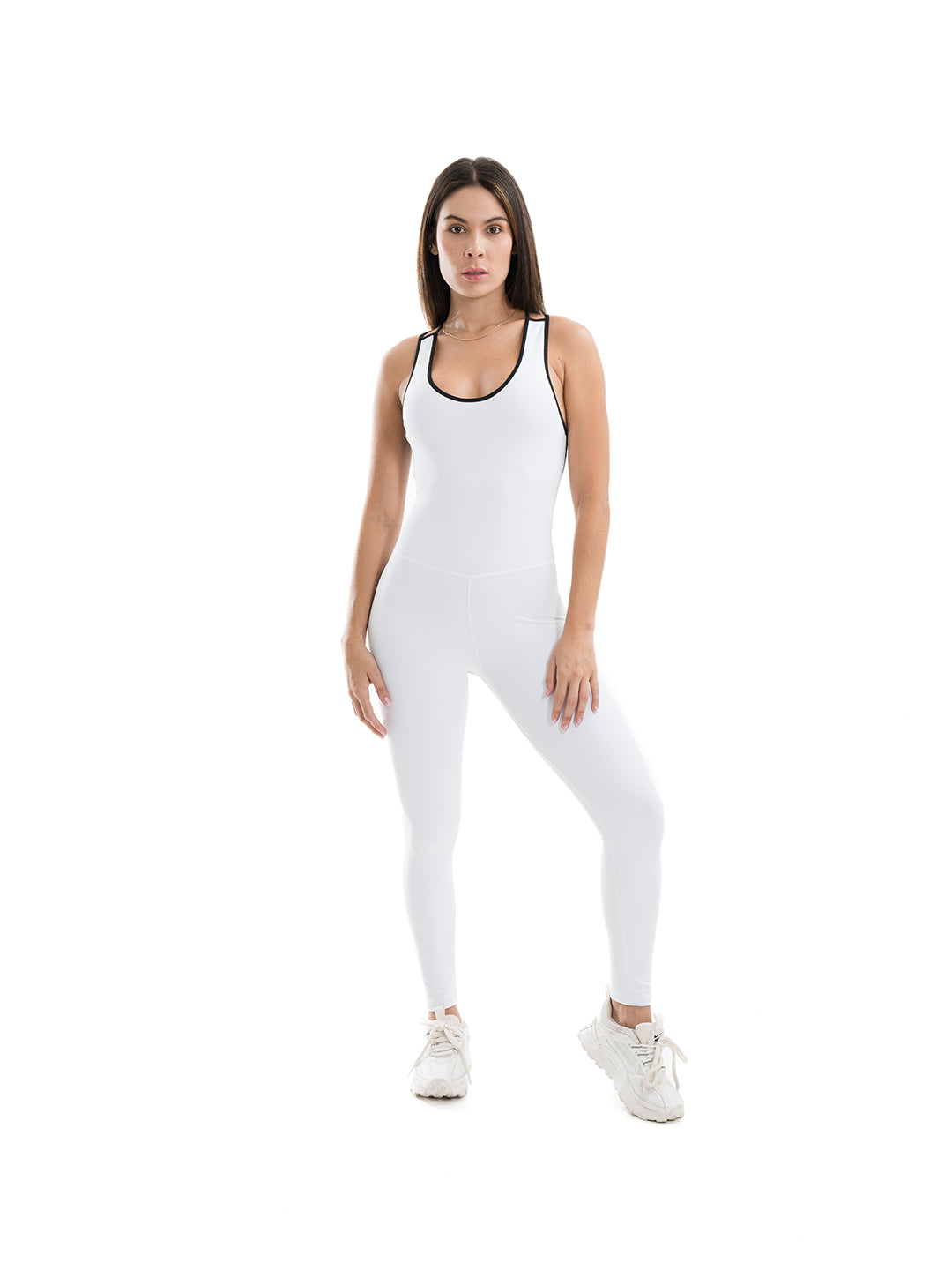 Enterizo deportivo blanco mujer TENFIT - vista frontal