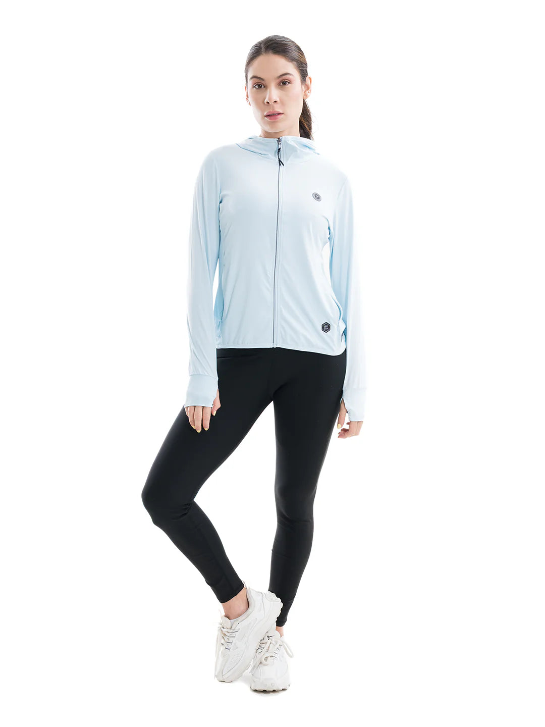 Chaqueta deportiva azul cielo mujer gym entrenamiento TENFIT