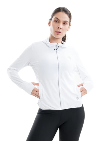 Chaqueta deportiva mujer blanca Luxactive TENFIT vista frontal