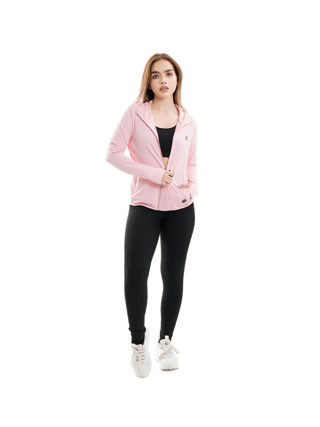 Chaqueta deportiva mujer rosado Luxactive TENFIT vista frontal