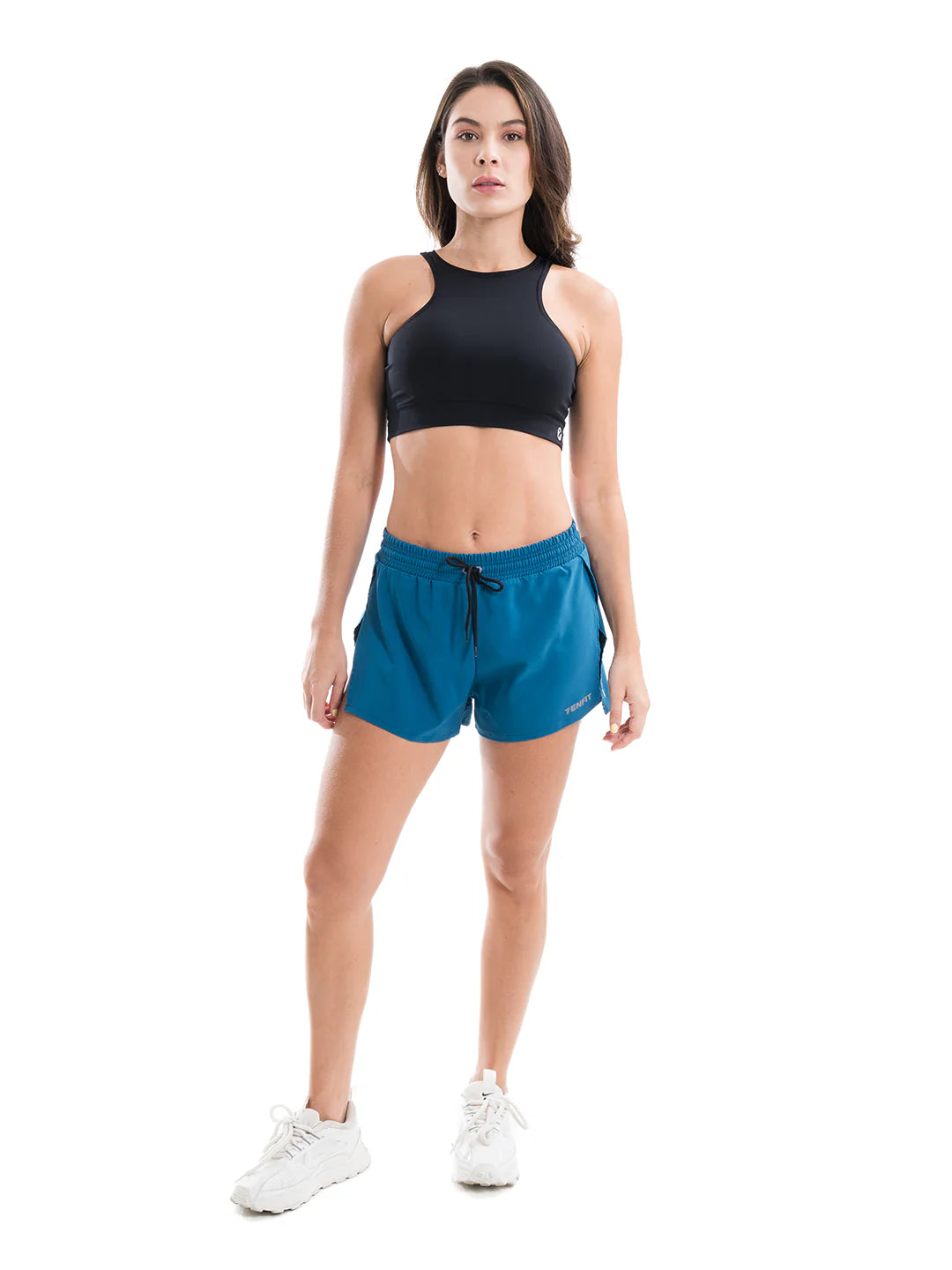 Short Fly Run azul petróleo mujer - gym secado rápido Colombia