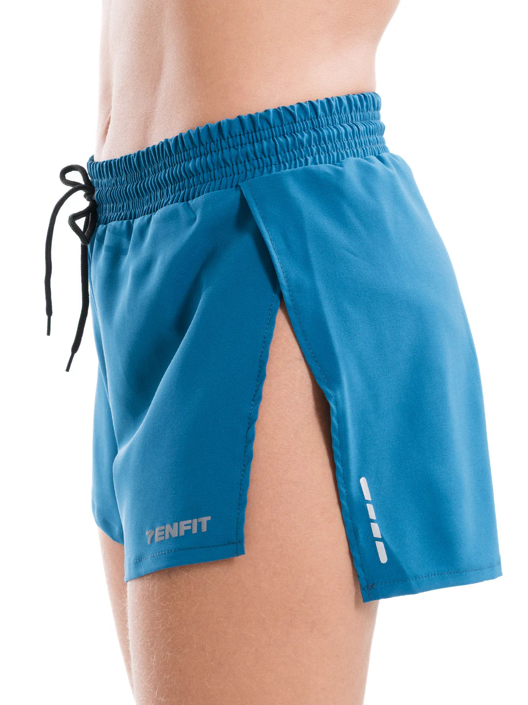 Pantaloneta deportiva azul petróleo mujer TENFIT - vista lateral