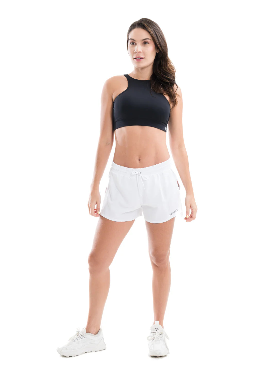 Short blanco running mujer TENFIT - tejido opaco elástico