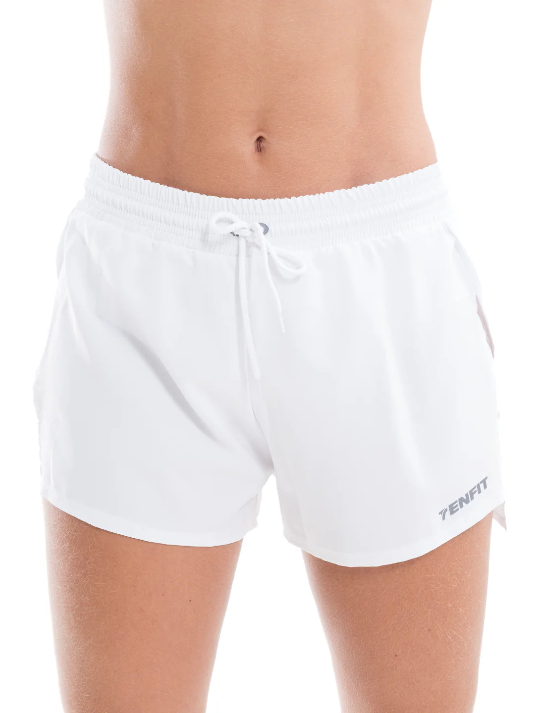 Short deportivo blanco mujer TENFIT Fly Run - vista frontal