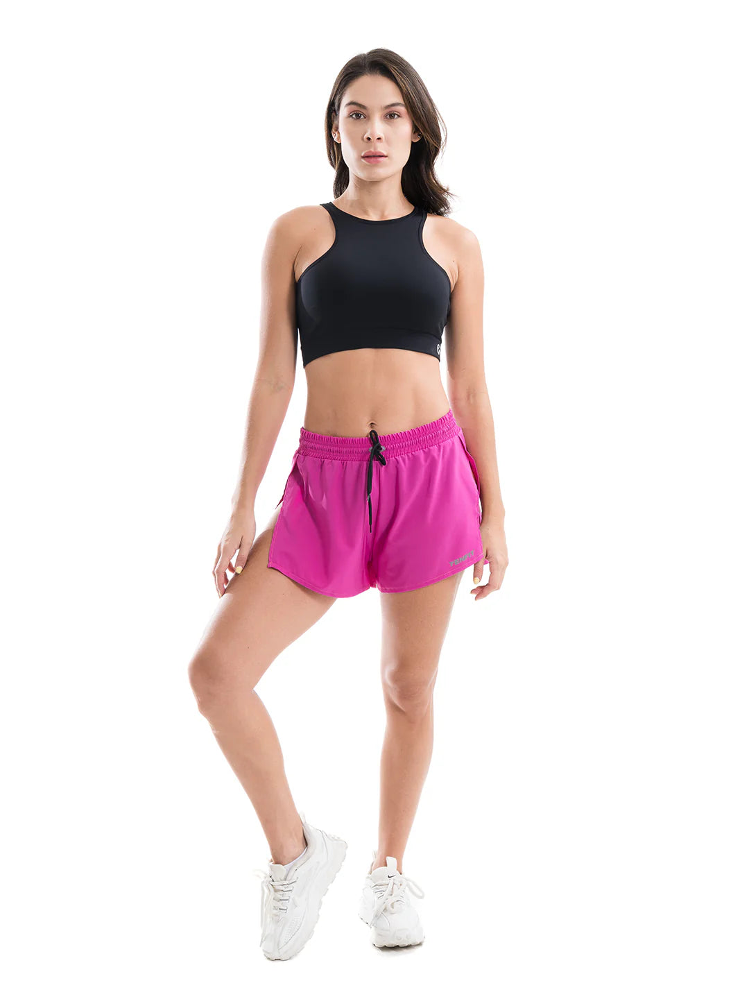 Pantaloneta deportiva magenta mujer TENFIT - vista lateral