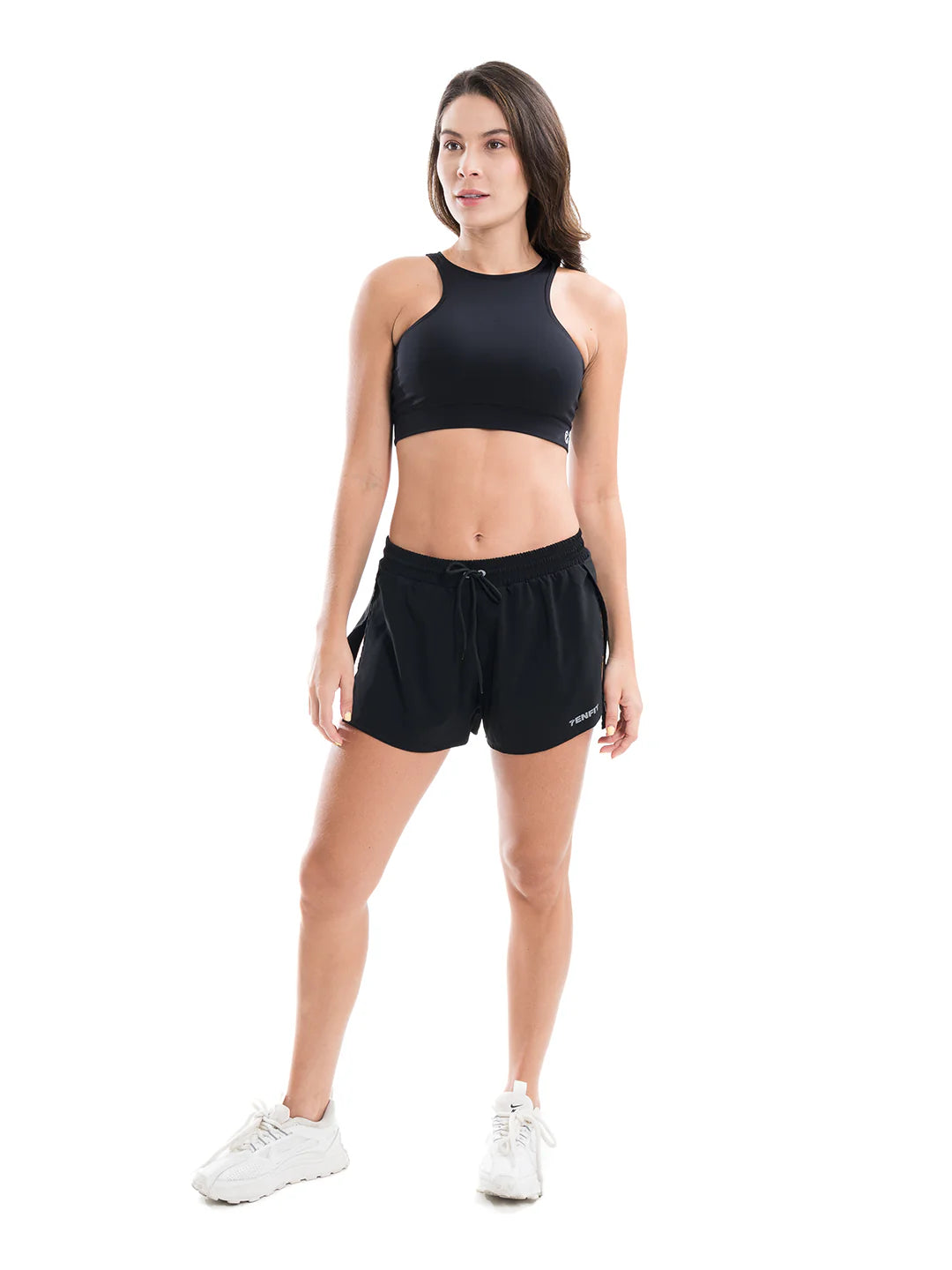 Short negro running mujer TENFIT - tejido elástico transpirable